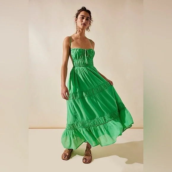 Free People Taking Sides Maxi | Green | Size M - Picture 1 of 6